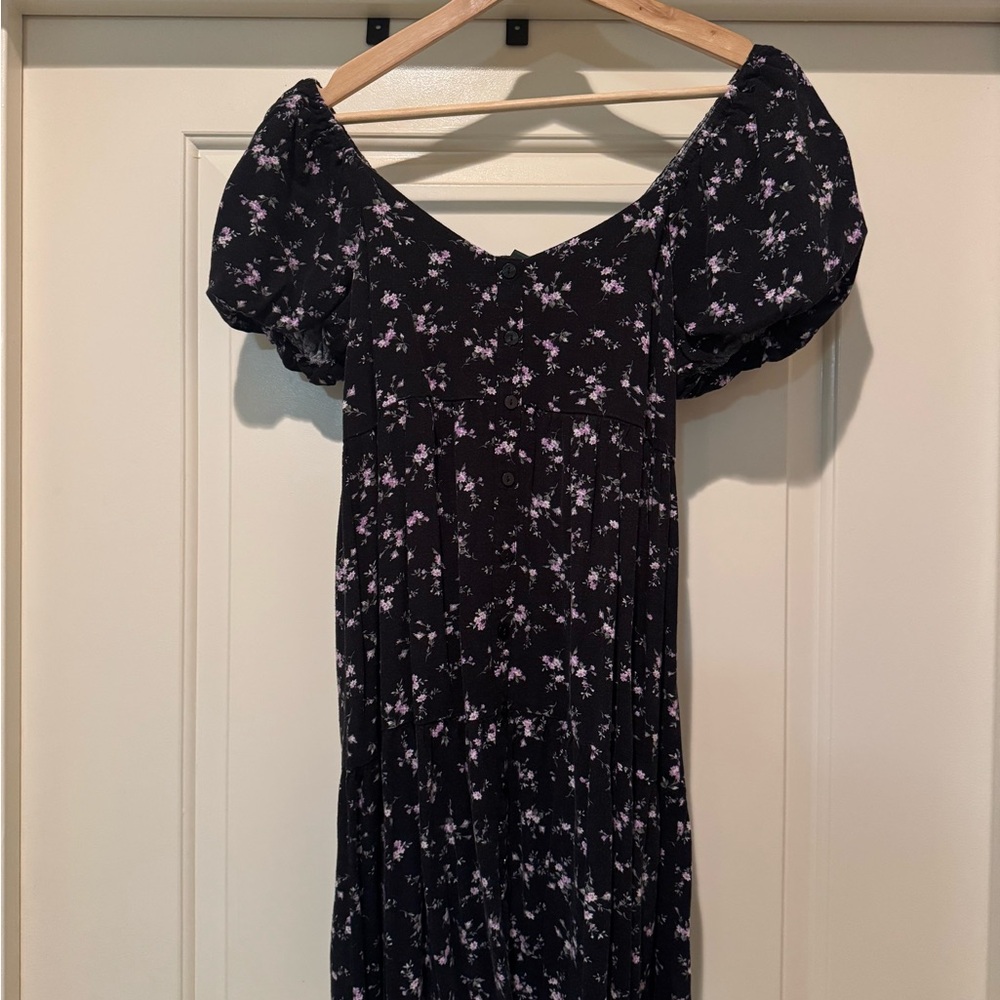 Wild Fable Black Puff Sleeve Floral Dress